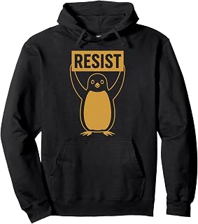 Resist Sign Rebel Penguin Activist Protest High Tariffs Pullover Hoodie