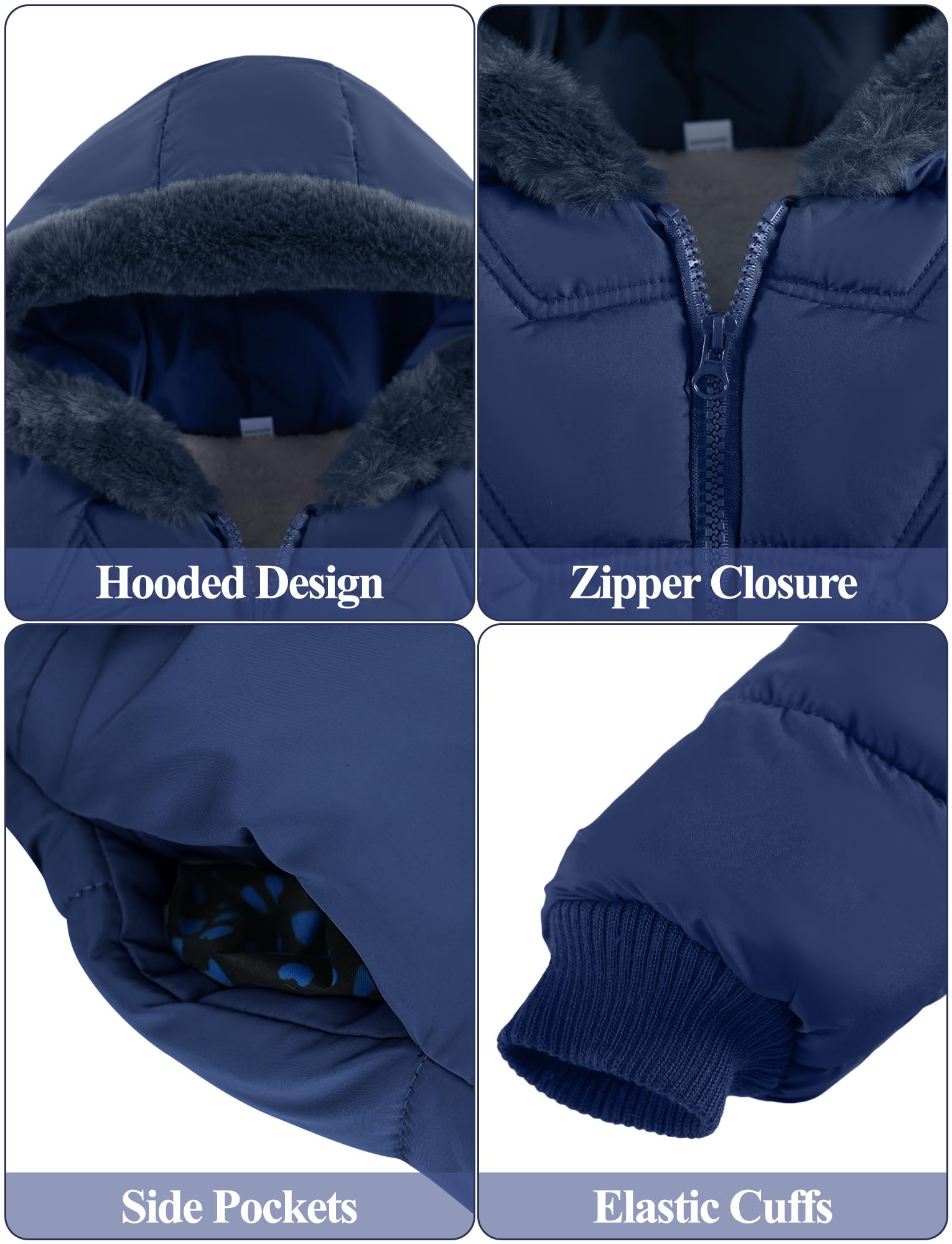 Happy Cherry - Chaqueta Invierno Niña Bebé con Forro Polar Abrigo Acolchado Cálido con Capucha Niños Niñas Infantil Ropa Gruesa Caliente para Nieve Al Aire Libre - 1-5 Años