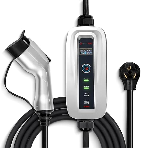 NEMA 10-30 - Cargador EV de nivel 2 de 240 V con cable de 16 pies, carga de circuito de 30 amperios segura para NEC, enchufe J1772, incluye bolsa de