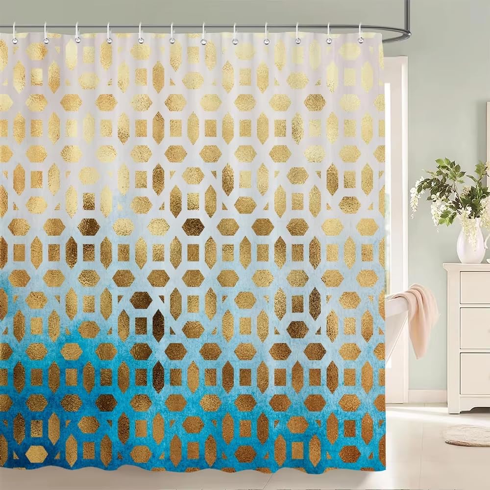 KELAIMI Colorful Geometric Shower Curtain,Modern Simple Bathroom Curtains,Aesthetic Contemporary Quick-Dry Bathtub Curtains with Hooks Style 4 180X210Cm