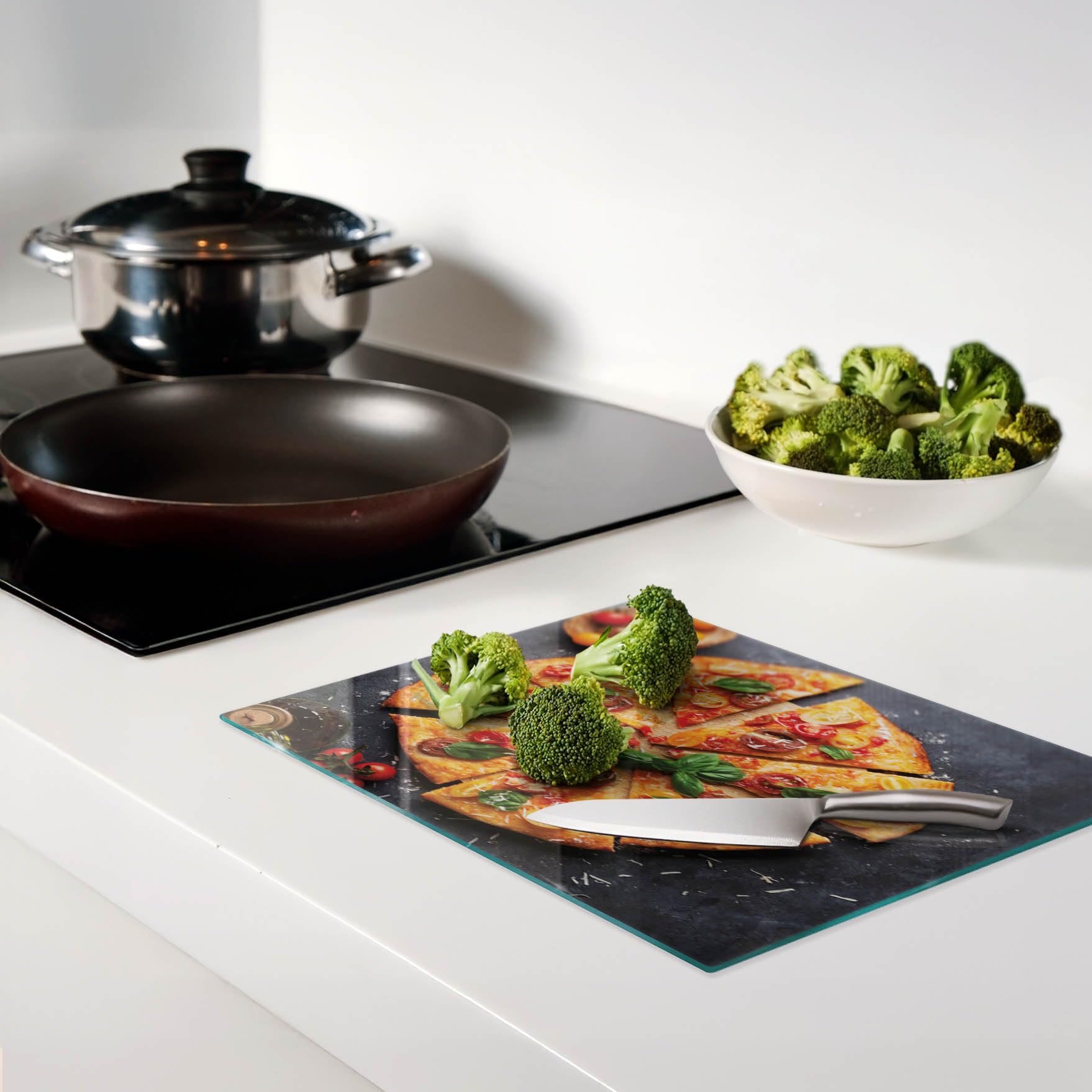 Piastra di protezione e coperchio in vetro 40x30 cm Pomodori per pizza