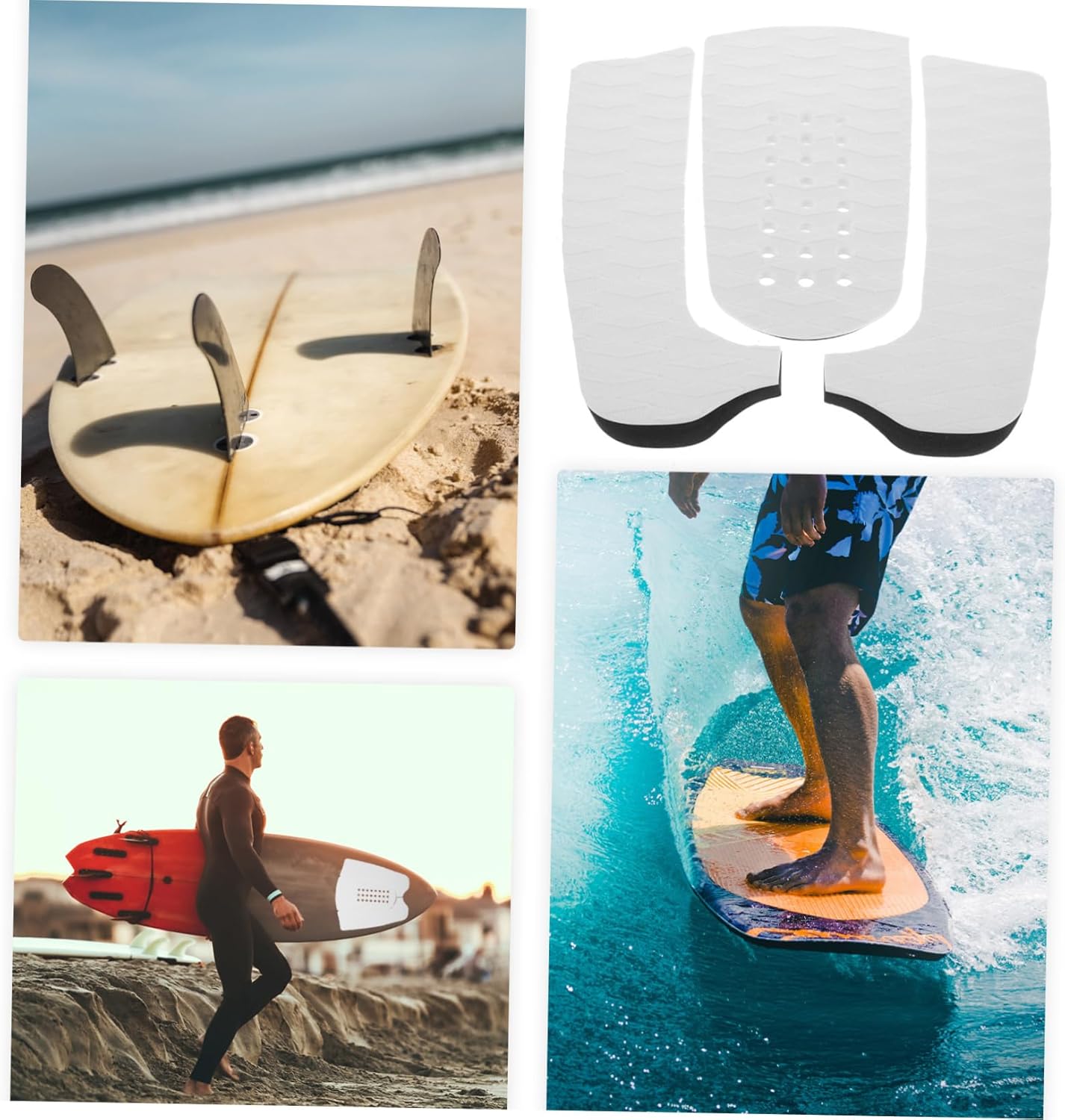 BESPORTBLE Surfboard Accessories Non-Slip Tail Pads Short Board Deck Pad Surf Traction Pad Self-Adhesive Pads