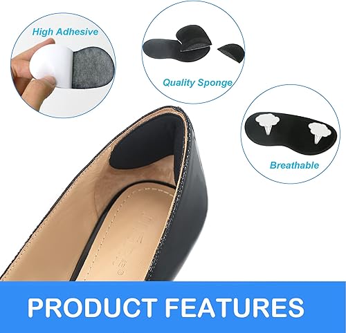 Miniatura 4 de 6 pares de empuñaduras de talón de microgamuza súper cómodas, forros de talón autoadhesivos para zapatos grandes, zapatos sueltos y alivio del dolor