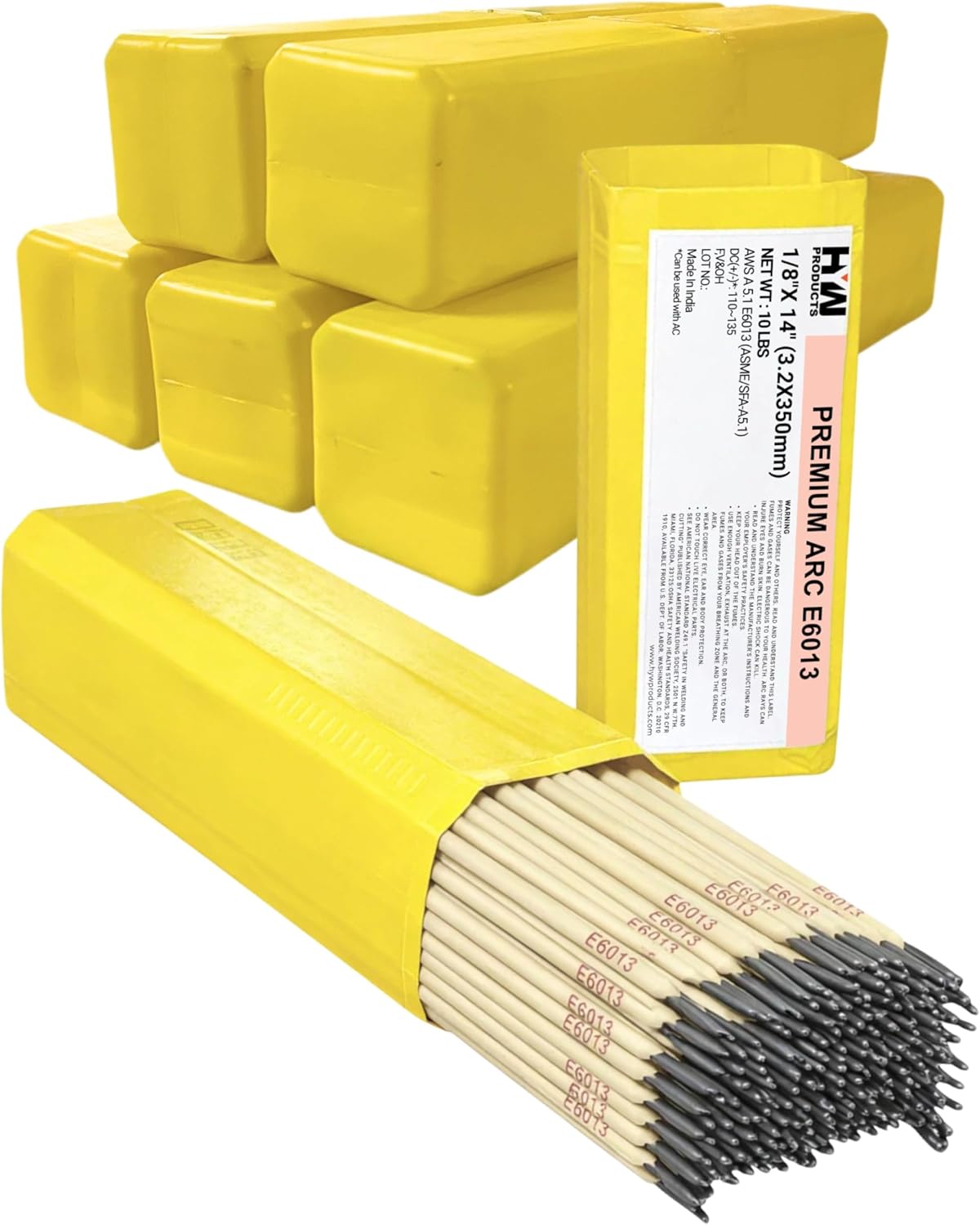 E6013 1/8" 5/32" Premium Arc Welding Rods Carbon Steel Electrode 60 lb (10 lb x 6-pk) (1/8"-60lbs)