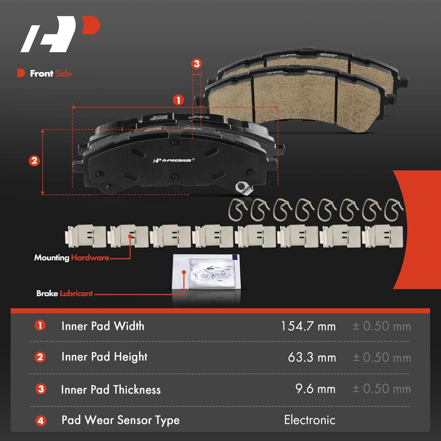 A-Premium Front Ceramic Brake Pads Set Compatible with Ford Models - Ranger 2019-2023, Bronco 2021-2023, 4-Pack