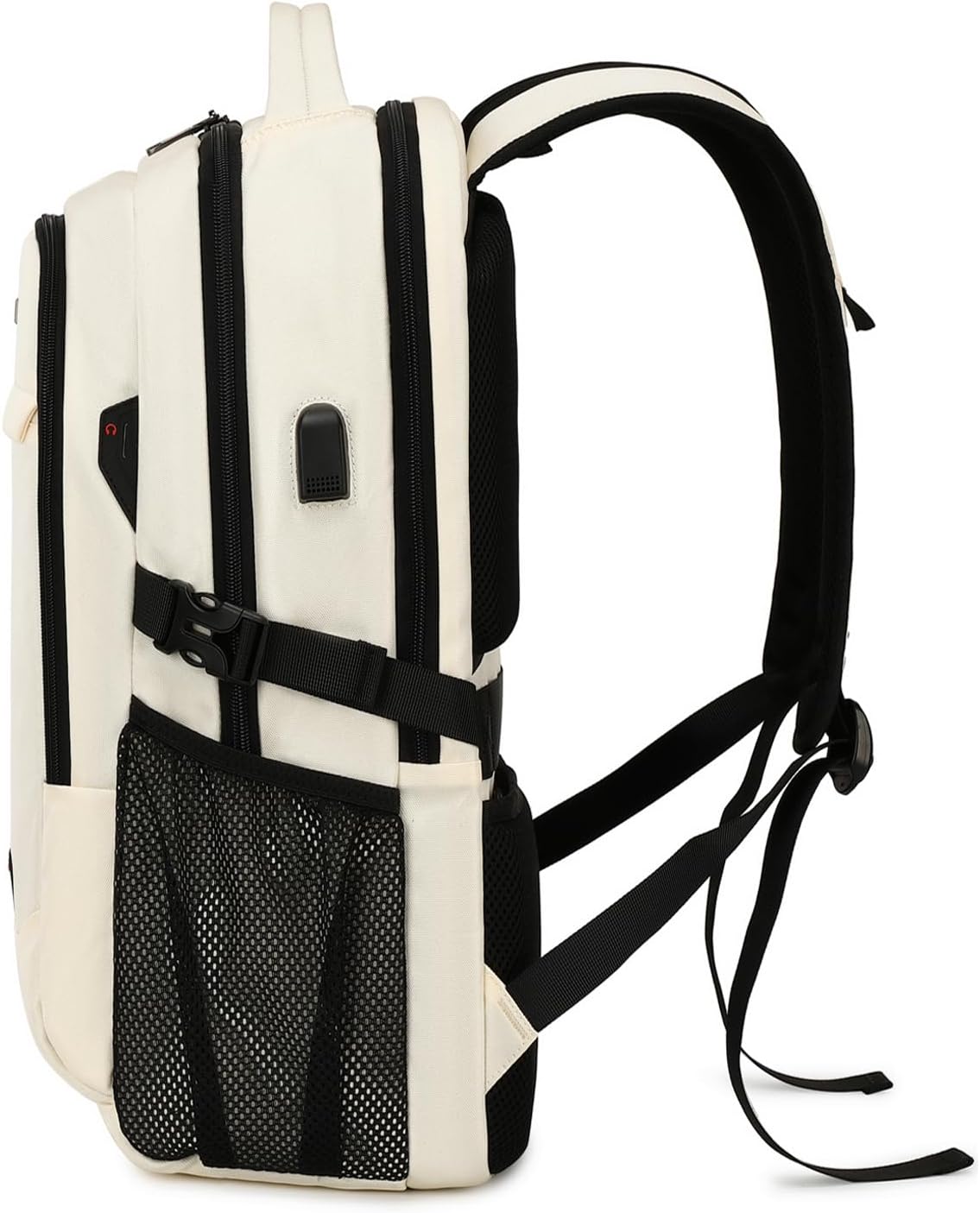 DUSLANG 17 Inch Laptop Backpack for Travel Water Resistant College Backpack for Women Laptop Bag with USB Charging Port,Beige A - Image 2