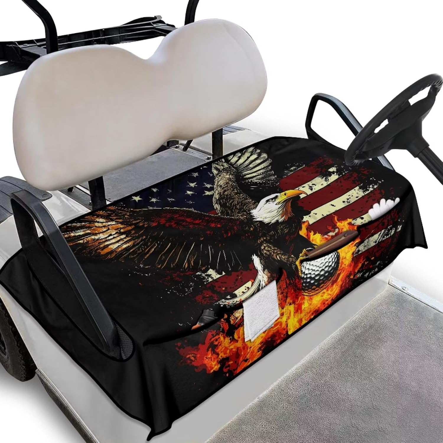 Golf Cart Seat Covers Club Car Universal Golf Cart Seat Towel Blanket with 4 Front Pockets