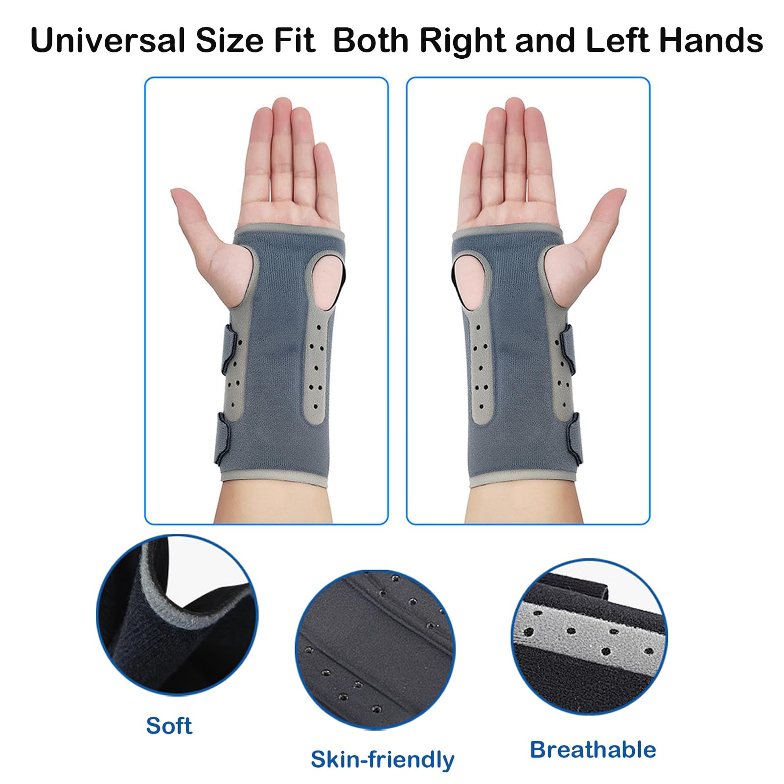 SONGQEE Wrist Splint Support for Carpal Tunnel for Right Left Hand, Wrist Support Brace Fit Men Women for Arthritics, Hand Support Stabilizer Help Relieve Joint Pain, Tendonitis, Sprains, RSI - Image 3