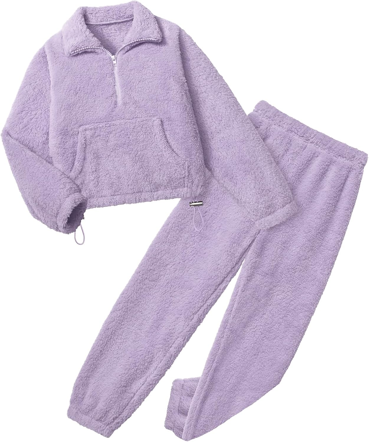 Yimoon Womens Fluffy Pajamas Set Warm Fleece Pjs Half Zip Pullover Pants 2 Piece Sleepwear Winter Fuzzy Loungewear