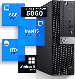 Dell Optiplex 5060 Desktop Computer | Hexa Core Intel i5 (3.2) | 8GB DDR4 RAM | 1TB SSD Solid State | Windows 11 Professional | Home or Office PC (Renewed)
