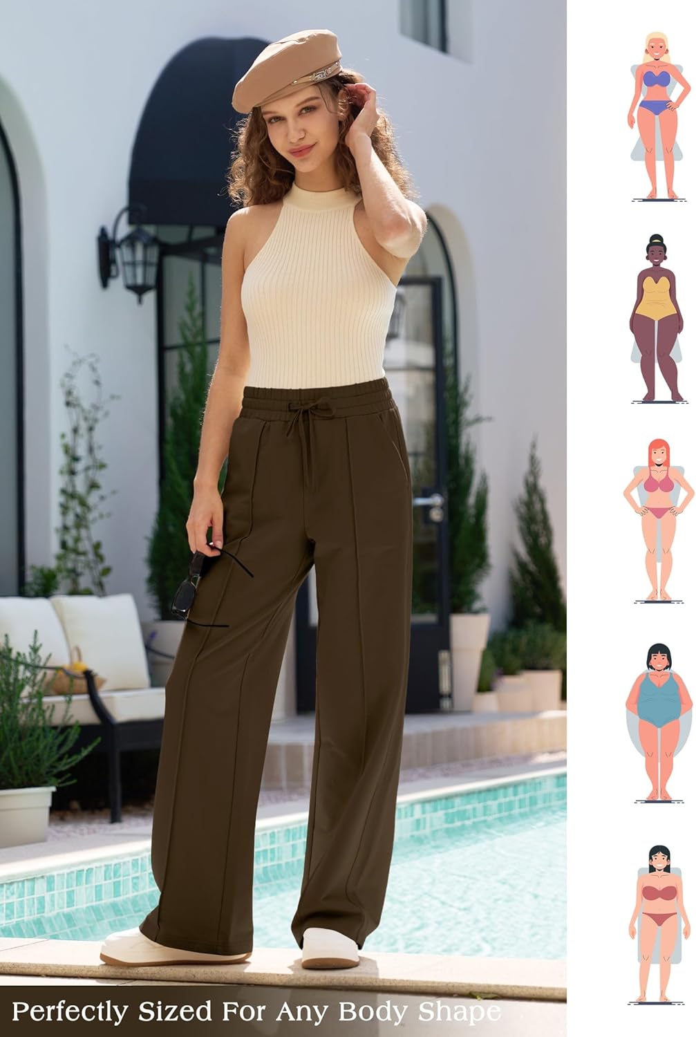 Willit Womens Wide Leg Sweatpant Hight Waisted Baggy Lounge Outside Fashion Pants with Pockets Cotton Casual Athletic Brown XXL 31" - Image 6