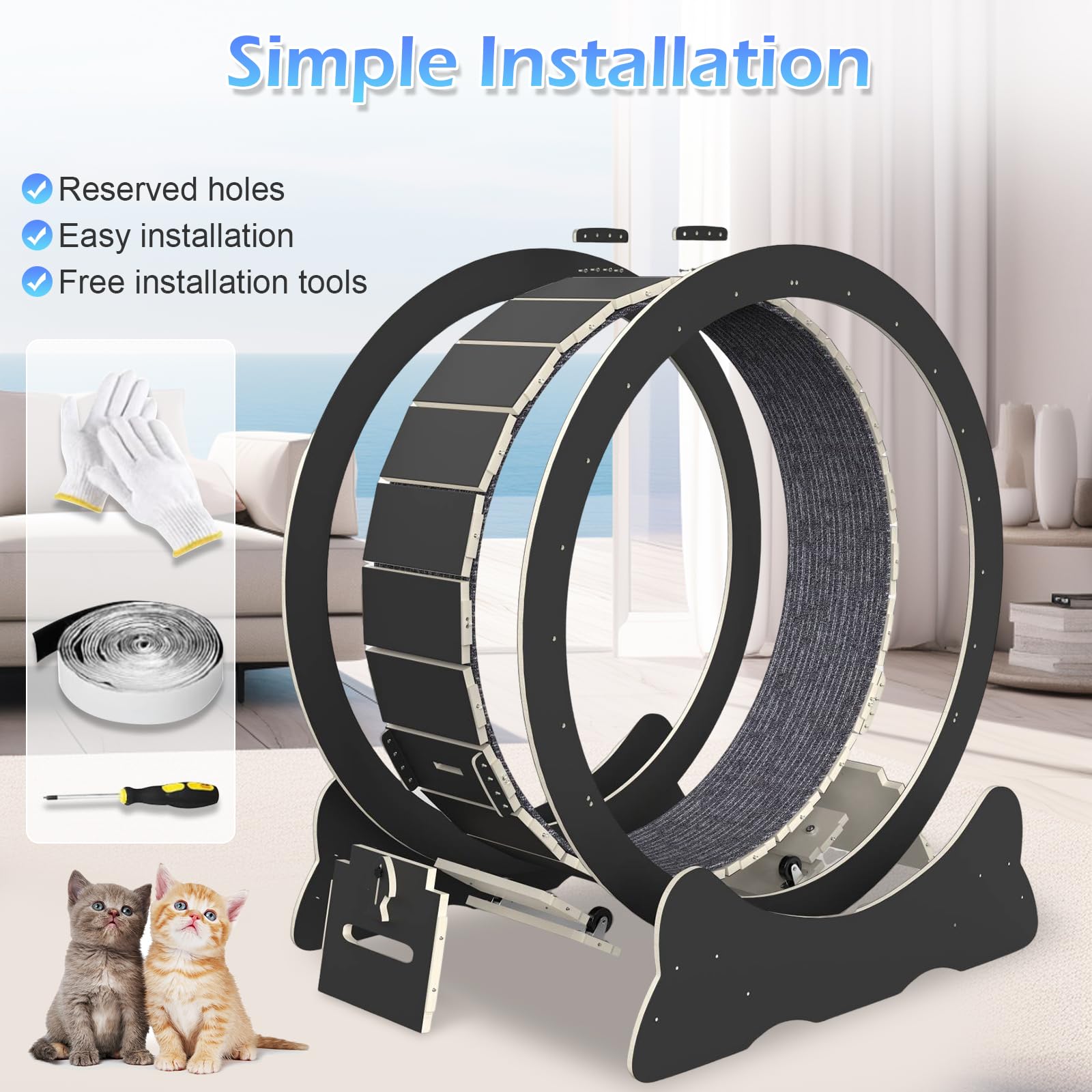 Roue D'exercice Pour Chat 100 Cm - Pour Grands Chats, Panneau Fibre Haute Densité, Supporte 11 Kg - 2
