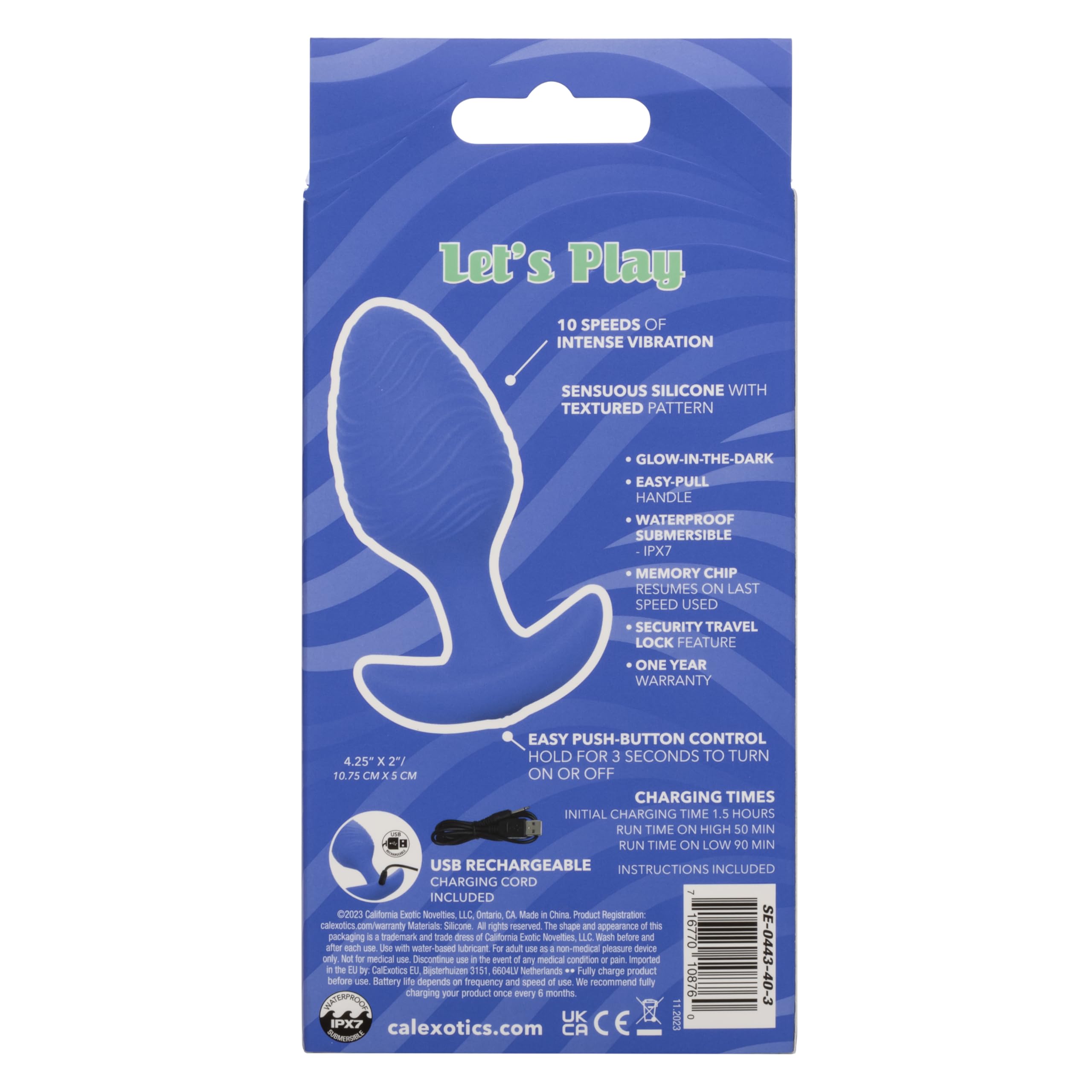 Amazon.com: CalExotics Cheeky Glow-in-The-Dark Large Vibrating Butt Plug,  10 Speeds Anal Vibrator Made with Body Safe Silicone and 100% Waterproof  with Flang Base - SE-0443-40-3 : Health & Household