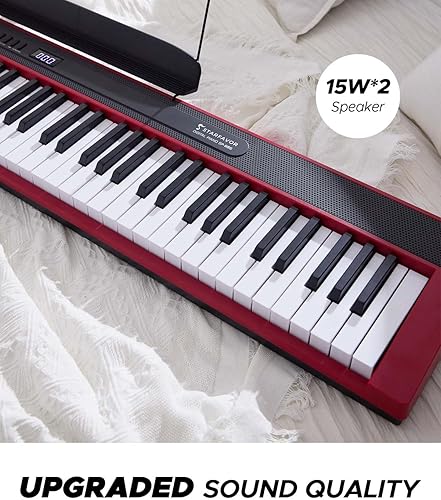 Miniatura 7 de Starfavor Teclado de piano de 88 teclas, piano digital compacto Bluetooth con 88 teclas semipesadas, teclado eléctrico económico con soporte, pedal