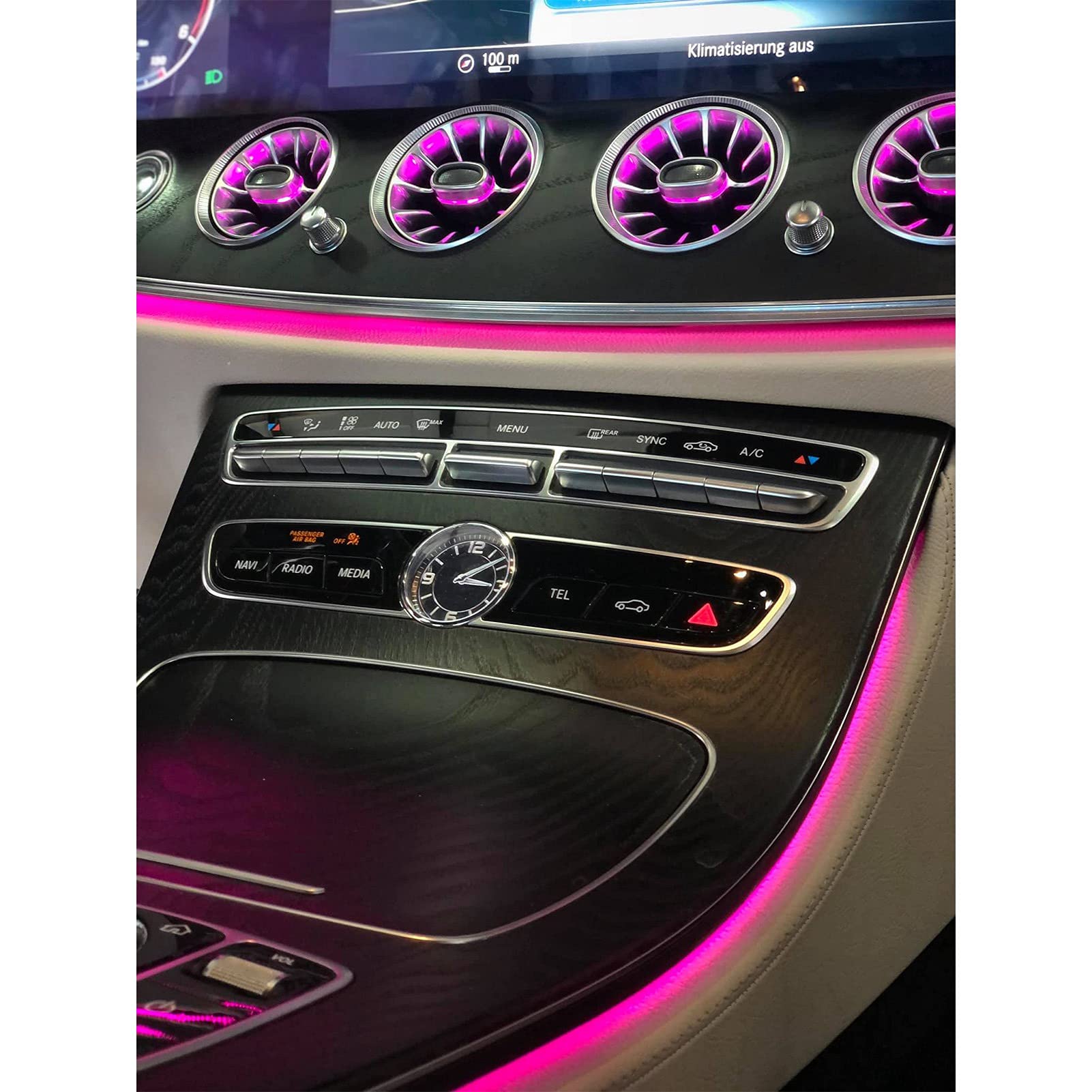 CCYLEZ Turbo Air Zestaw Wentylacyjny Pasujący do E-Class | 6 sztuk oświetlenia otoczenia LED, 64 opcje kolorów, instalacja typu plug and play, wykonane z ABS i PC