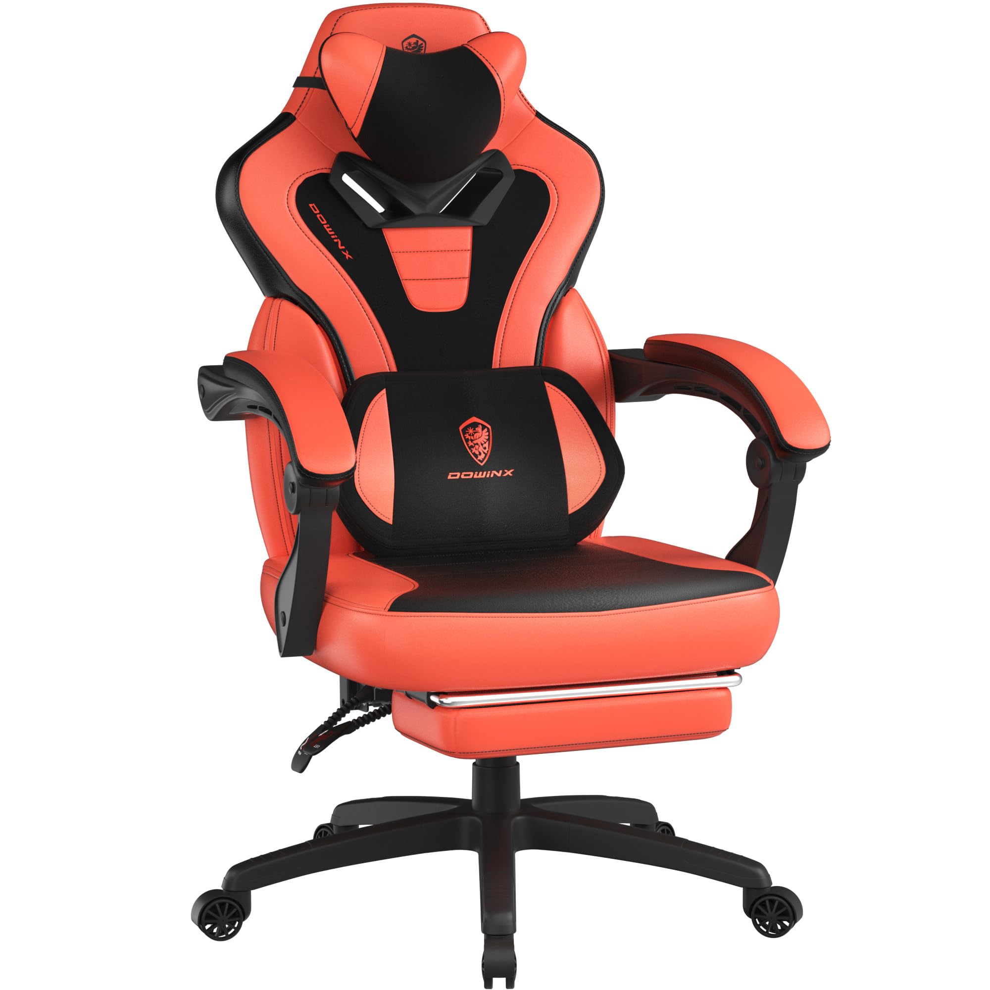 Dowinx Gaming Chair with Footrest, Gaming Chair for Heavy People, Gamer Chair for Adult with Massage, Computer Game Chair with PU, PC Game Chair (Red)