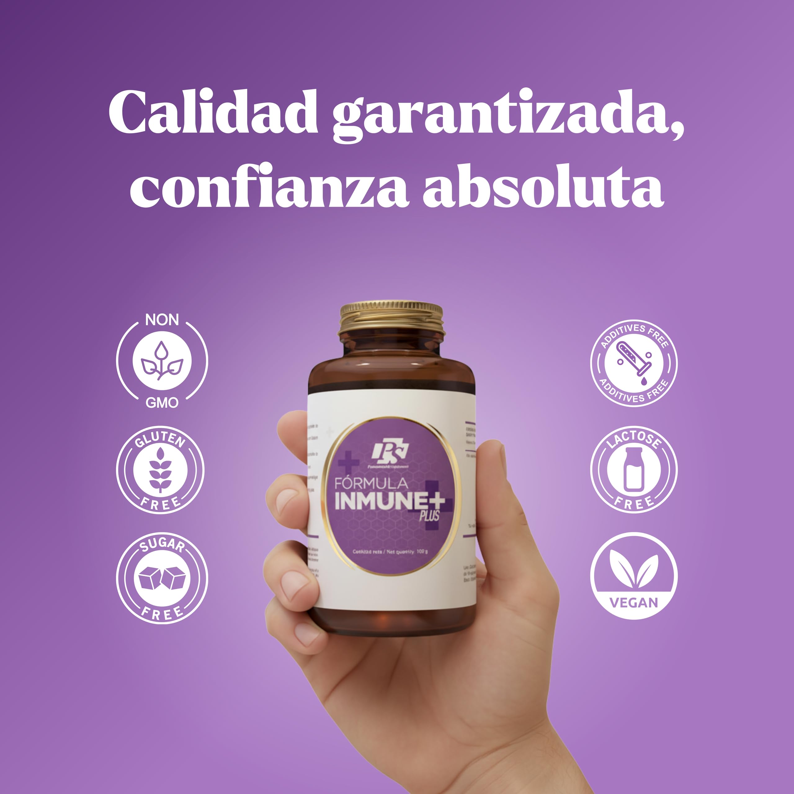 PS Inmune Plus - Vitamina C y Arabinogalactanos con Acción Antioxidante y Antiinflamatoria, Refuerza el Sistema Inmune y las Defensas, Ayuda con el Cansancio y Fatiga |100 g (Polvo)