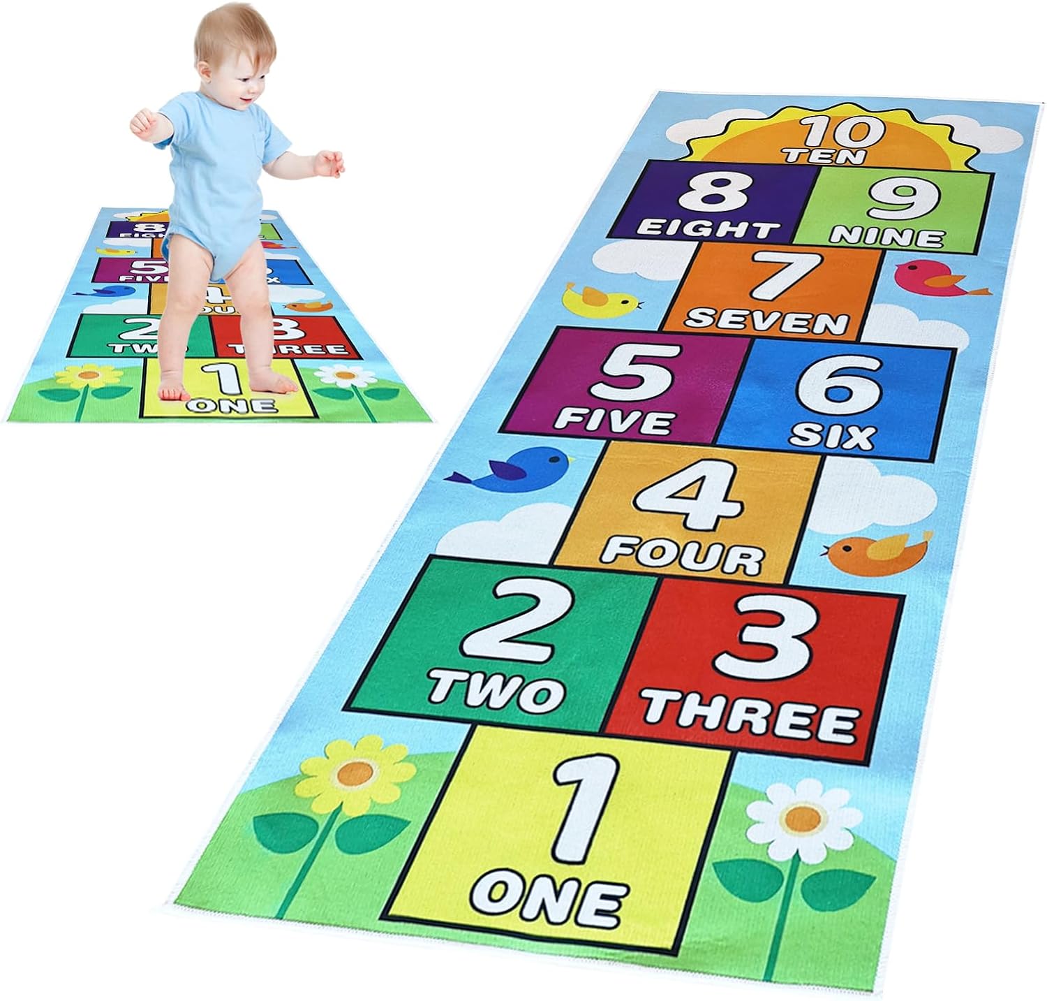 Hop Scotch Inside Rug for Kids, Hopscotch Rug for Kids, Non-Slip Indoor Play Mat, 23.6x47.2 In, Durable & Easy to Clean, Perfect for Bedrooms, Playrooms, Daycares, Preschools – Fun Learning & Play