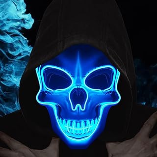 OceanWings Halloween Scary Mask Light Up Mask for Party Favor Supplies with 3 Modes (Blue)