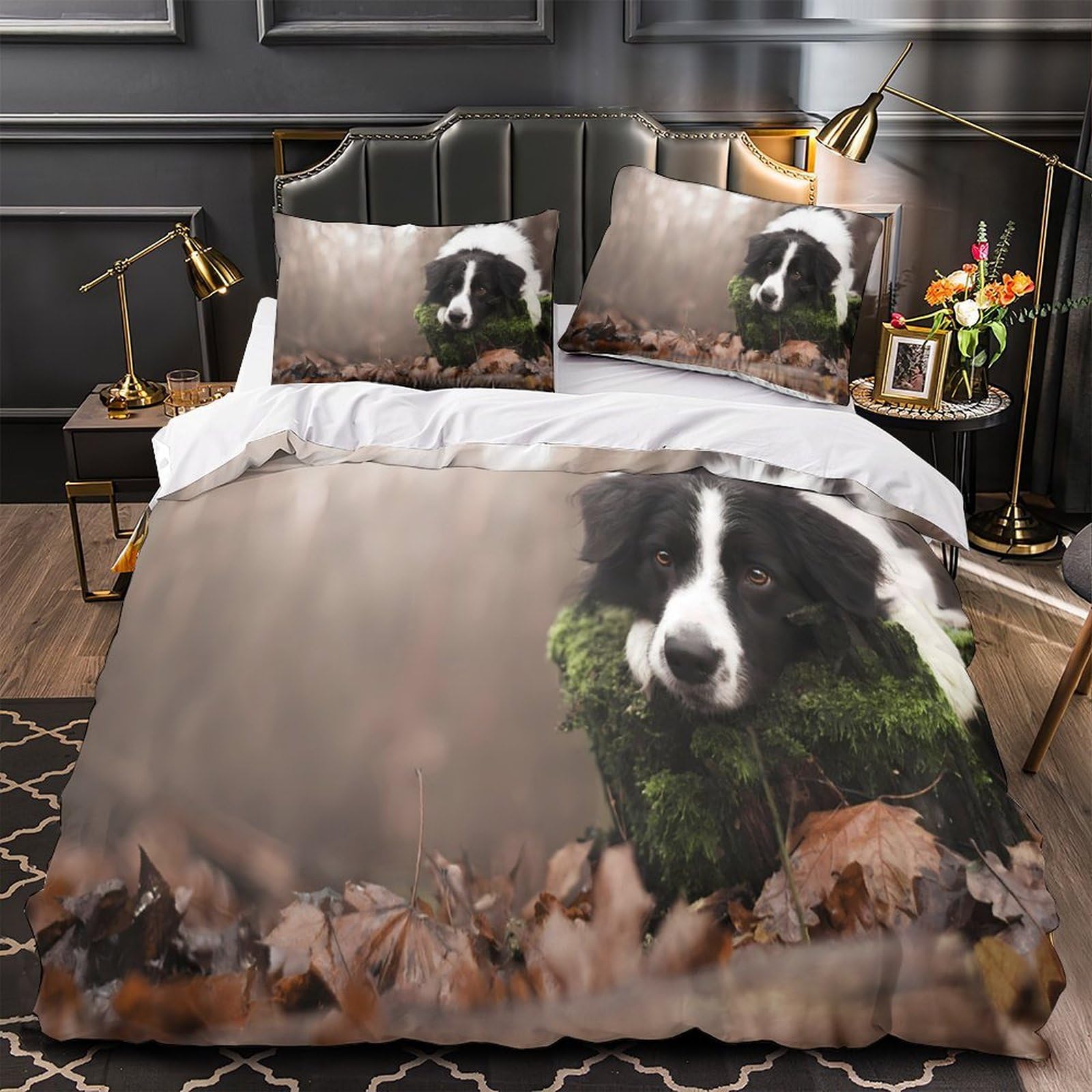 Housse de couette microfibre imprimé 3D lapin mignon lit Super King
