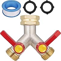 Vista 11 de Divisor de manguera de 2 vías, divisor de manguera de jardín de latón de alto flujo resistente, conector de manguera, divisor de grifo de agua