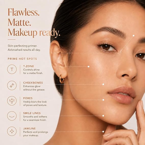 Pixi Beauty Flawless & Poreless Primer | Pore Minimizing Face Primer for Oily & Acne-Prone Skin | Oil-Free Shine Control with Salicylic Acid, Soybean & Vitamin E | Smoothing Makeup Primer | 1.01 fl oz