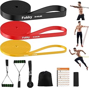 Fokky Fitnessbänder, Resistance Bands Set, Widerstandsbänder Fitnessband mit Türanker, Schutzpad und 2*Griffen, Gymnastikb…