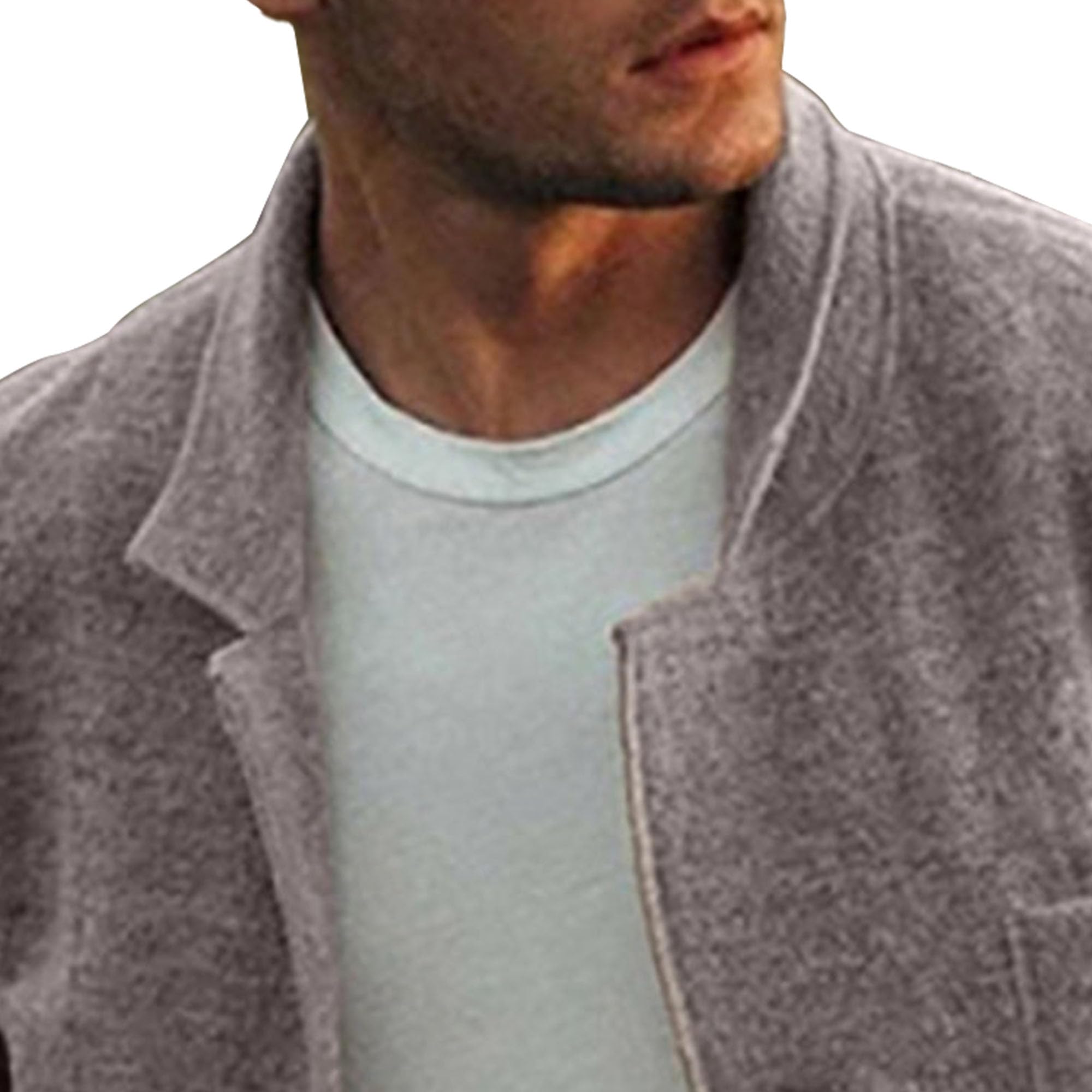 JEKE-DG Men Stylish Lightweight Pea Coat Long Sleeve Button Down Jacket Single Breasted Blend Fleece Lining Outwear (Medium,Light Gray 1)