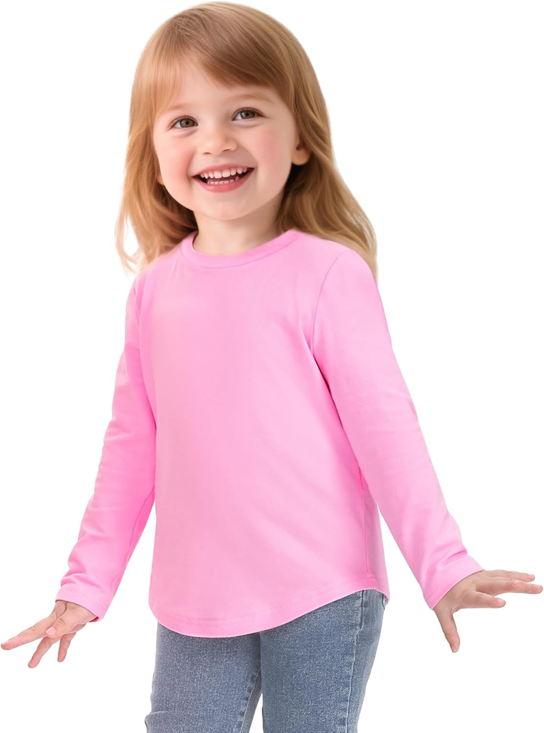 Witwot Toddler Girl Long Sleeve Shirts Soft Cotton T-Shirts Baby Girls Crewneck Basic Tees Tops for 18M-5T - Image 4