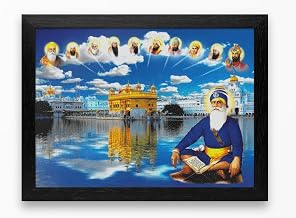All Sikh God Picture Wall Frame (5 X 7 Inches) Guru Gobind Singh Ji Photo With Frame Nanak Dev Baba Deep Singhji Photo Frame Wall Hanging TableTop Sikh God Photo Frame Hanging Visakhi Diwali Gift (Baba Deep Singh Ji White Bana)
