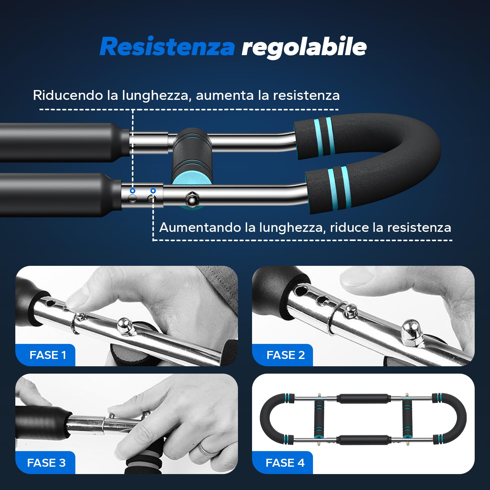 MERACH Twister Arm Trainer con 3 Resistenza, 27 a 50 KG Attrezzo per Allenare il Petto per Uomini, Portatile e Regolabile, Forma di U Trainer per Home Gym, Per Braccia/Petto/Spalle e Schiena