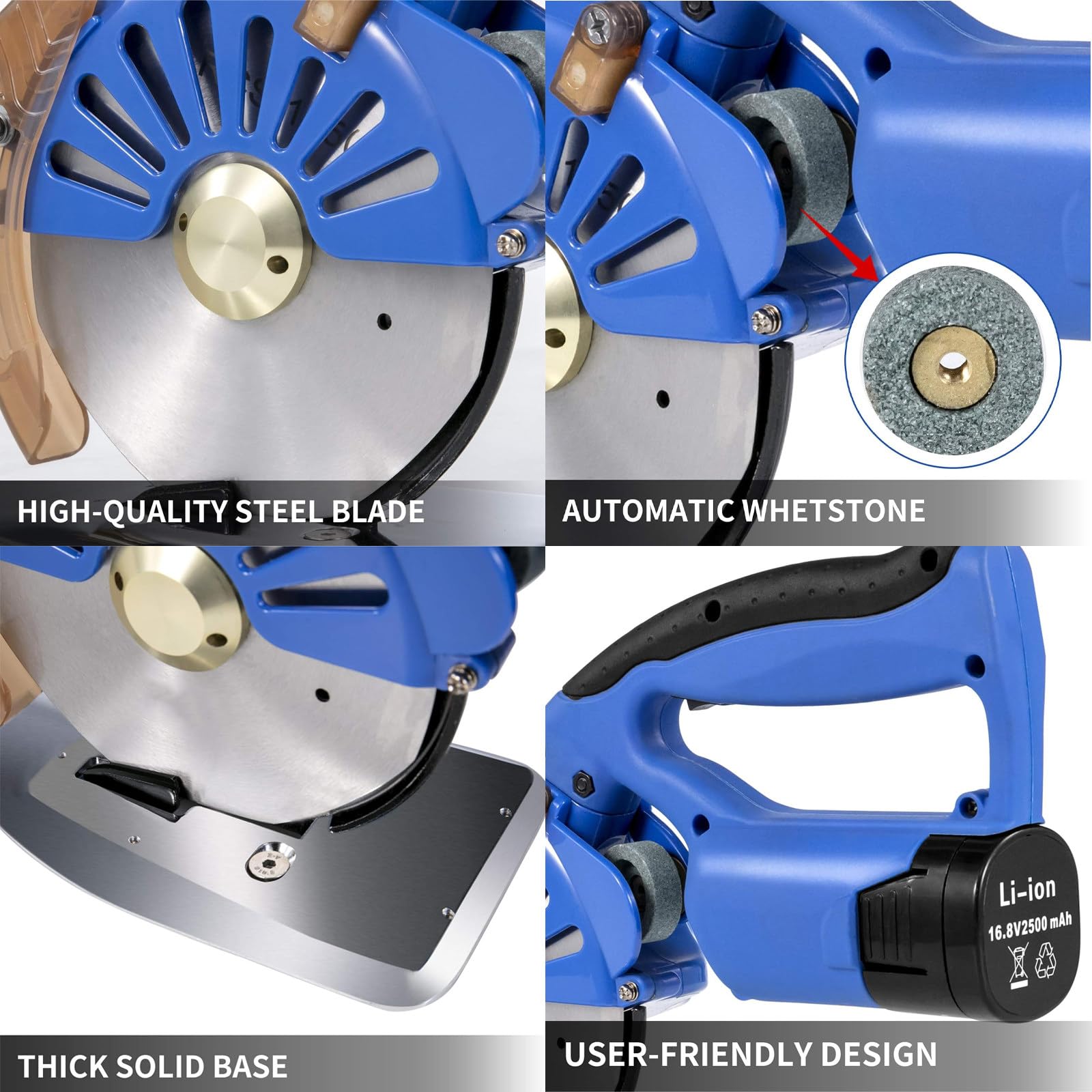 Cortador Rotativo EléCtrico De Tela con Velocidad Ajustable, Tijeras De Tela, Hoja De 110 Mm, Grosor De 1,2" MáQuina De Corte De Tela InaláMbrica para Cuero, Tela, Alfombras