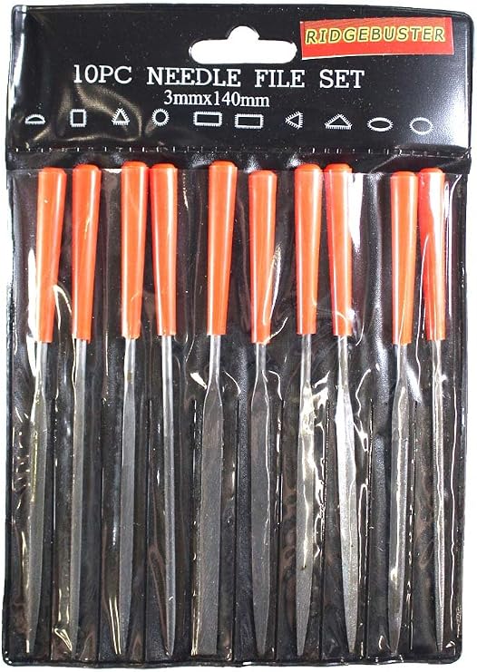 10 Piece 5.75 (14.6 cm) General Purpose Needle File Set | Comprehensive Shapes | Easy-Grip | Vinyl Storage Pouch