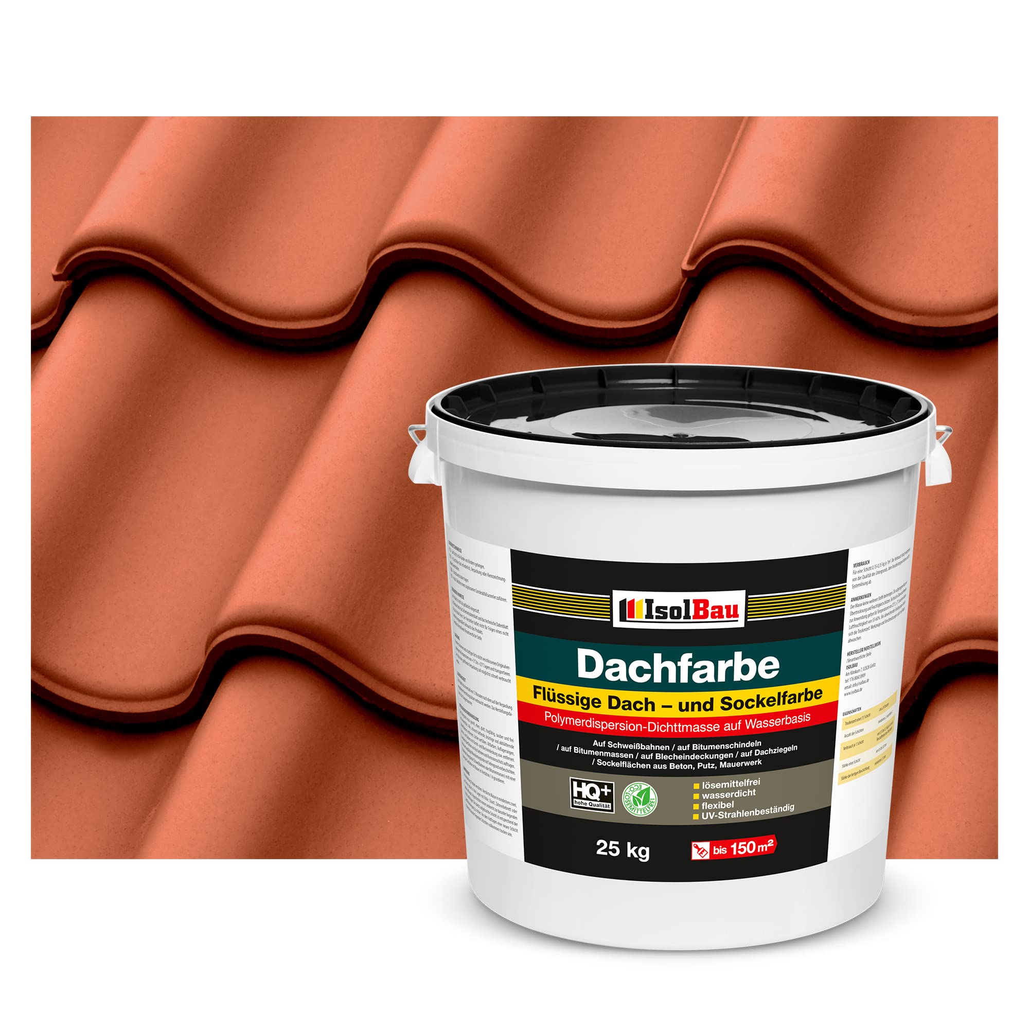Isolbau Dachfarbe 25 kg RAL Farbe Fassadenfarbe Nano Dachlack Sockelfarbe auf Wasserbasis Ziegelrot