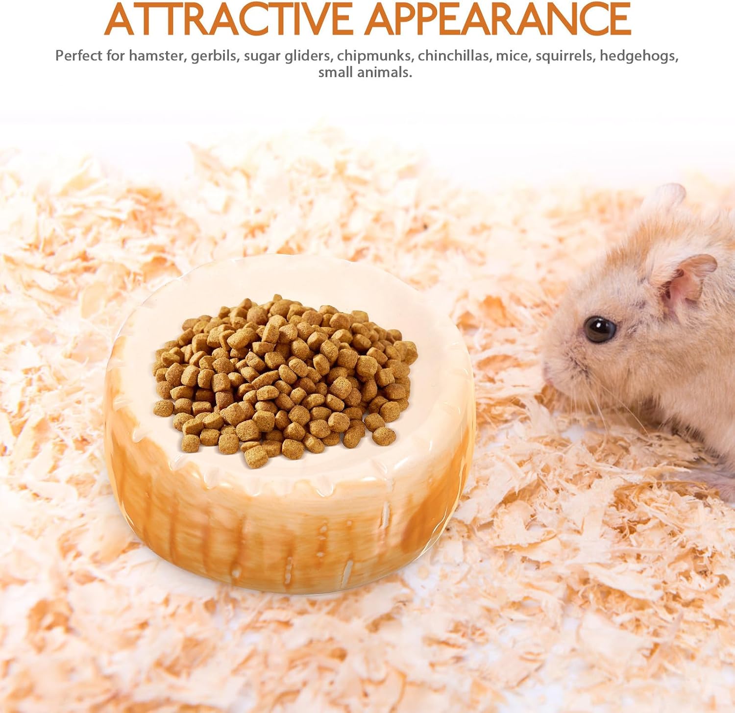 NUOBESTY Ceramic Hamster Bowl Small Animal Food Dish Anti-tip Pet Feeding Bowl for Hamsters Gerbils Chinchillas and Rabbits