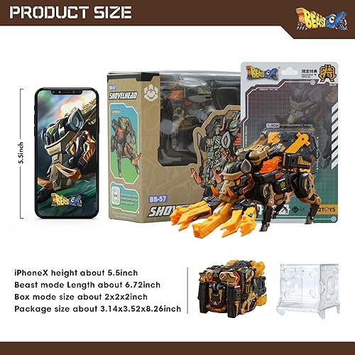 Miniatura 6 de 52TOYS Beastbox BB-57 - Cabeza de pala con bono, juguetes transformadores de jabalí salvaje, robots meca, robots, robots, regalo para niños, figuras