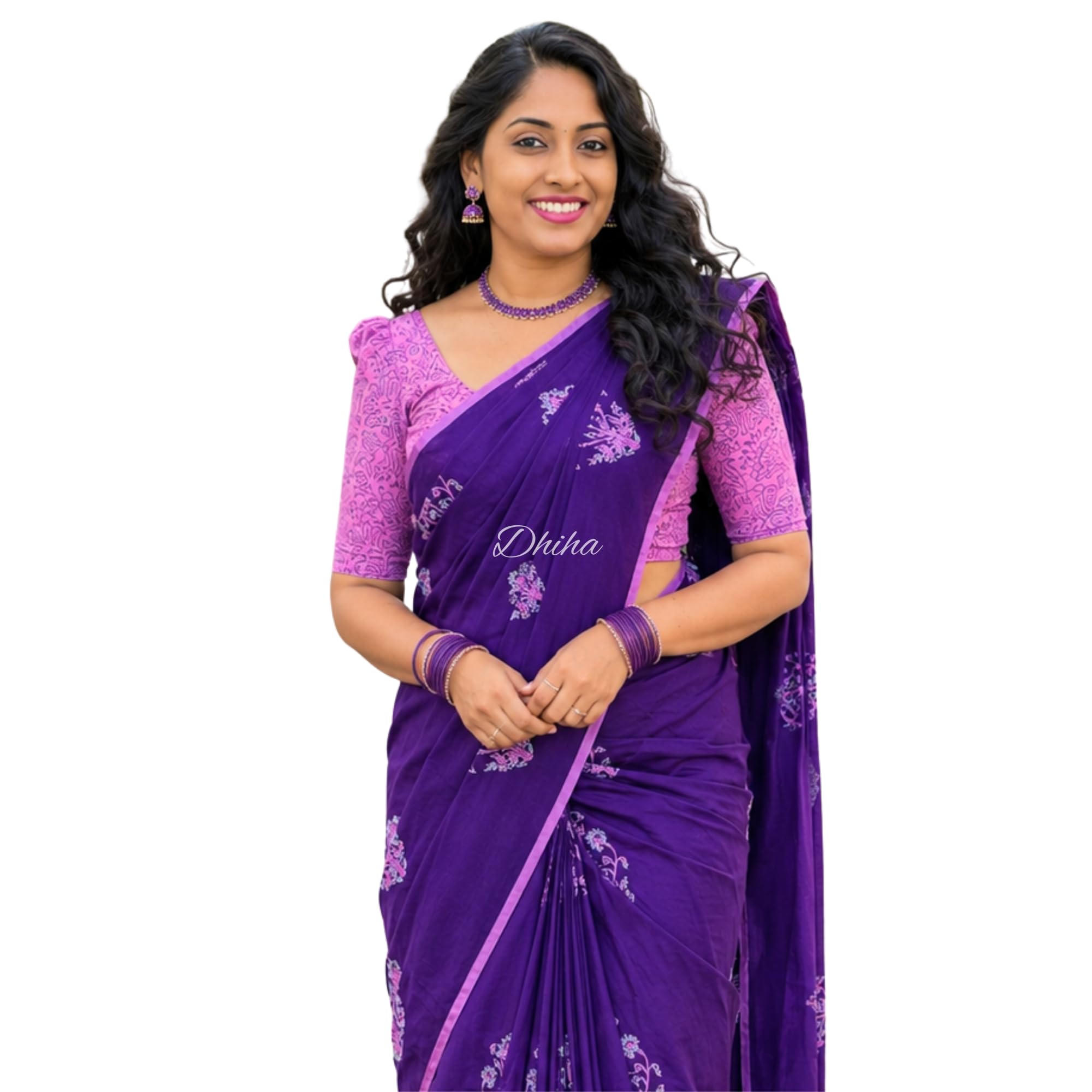 South Cottonmix Hand Block Printed Saree for Women | Rathi Saree 6.2m with Tassels and Blouse | Extra Kalamkari Blouse 1m | Handloom Weave - 02-image-13