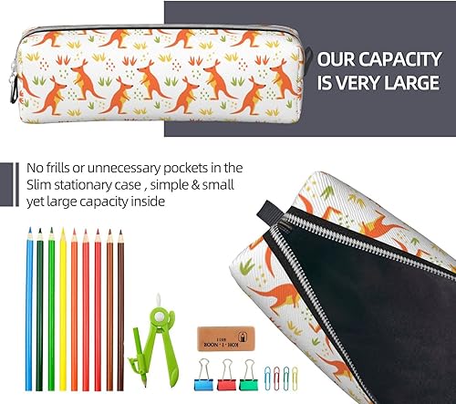 Miniatura 7 de Canguro Animal Patrón Estuche Con Cremallera Cuero Lápiz Bolsas Caja Organizador Cosmético Maquillaje Bolsa Bolsa de Almacenamiento