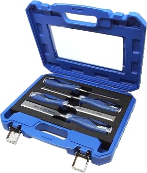 Narex Heavy Duty Impact Chisel Set with Plastic Case - 4-Piece Flat Chisel 6/12/20/26 mm