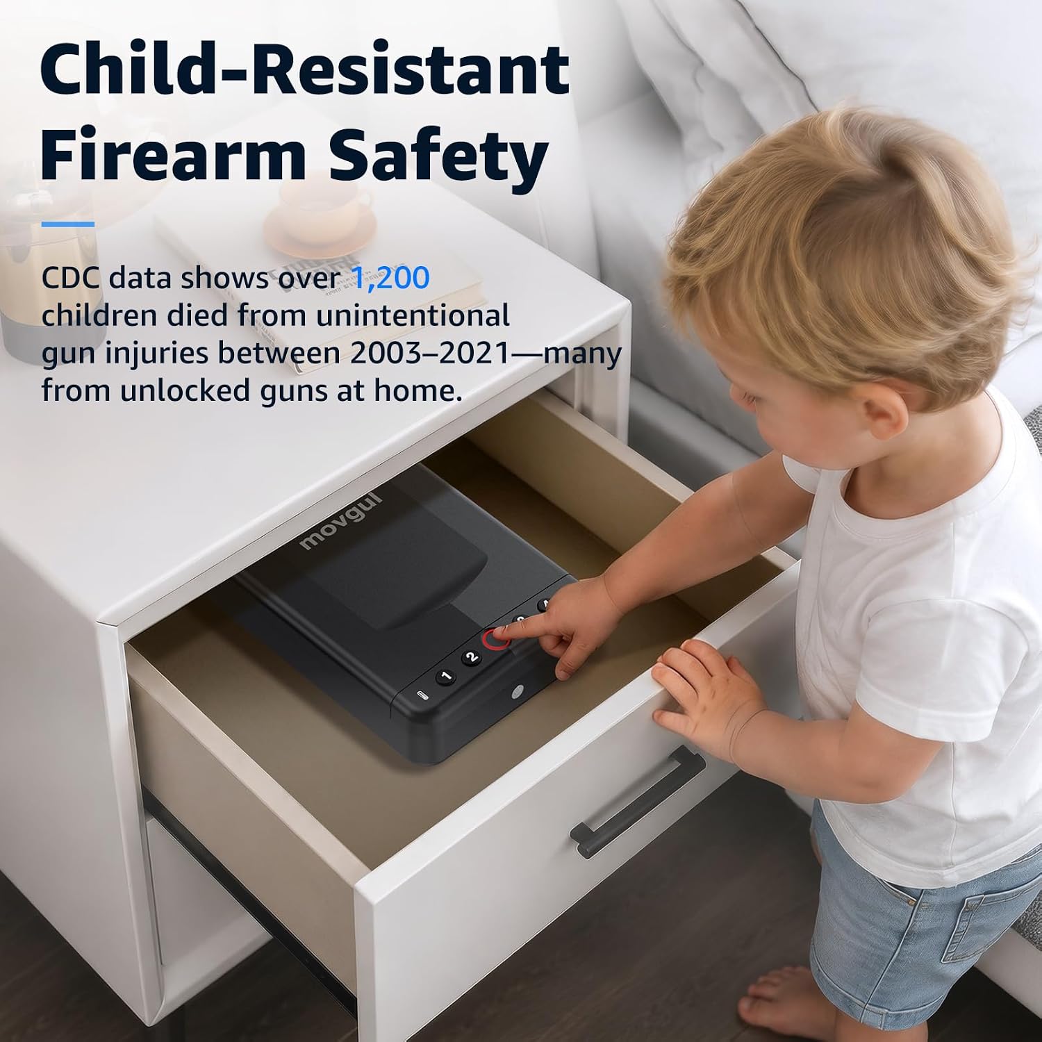 Biometric Portable Handgun Safe, Car/Bedside Mount Nightstand Home Security