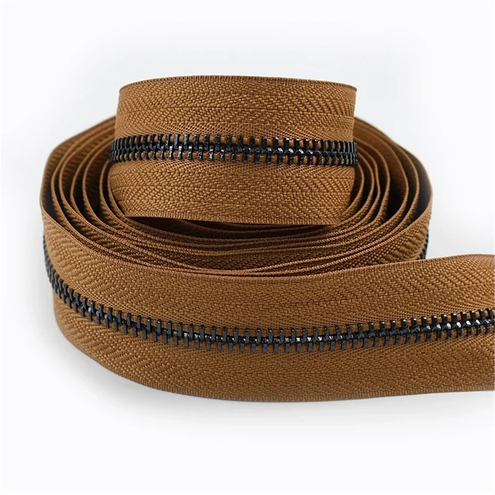 2 cremalleras de 1-5 yardas 5# for coser bolsa con cierre rollo bobina ropa abrigo cremallera Kit reparación accesorios DIY Para Abrigos y Chaquetas(CamelGunBlack,5Yards)