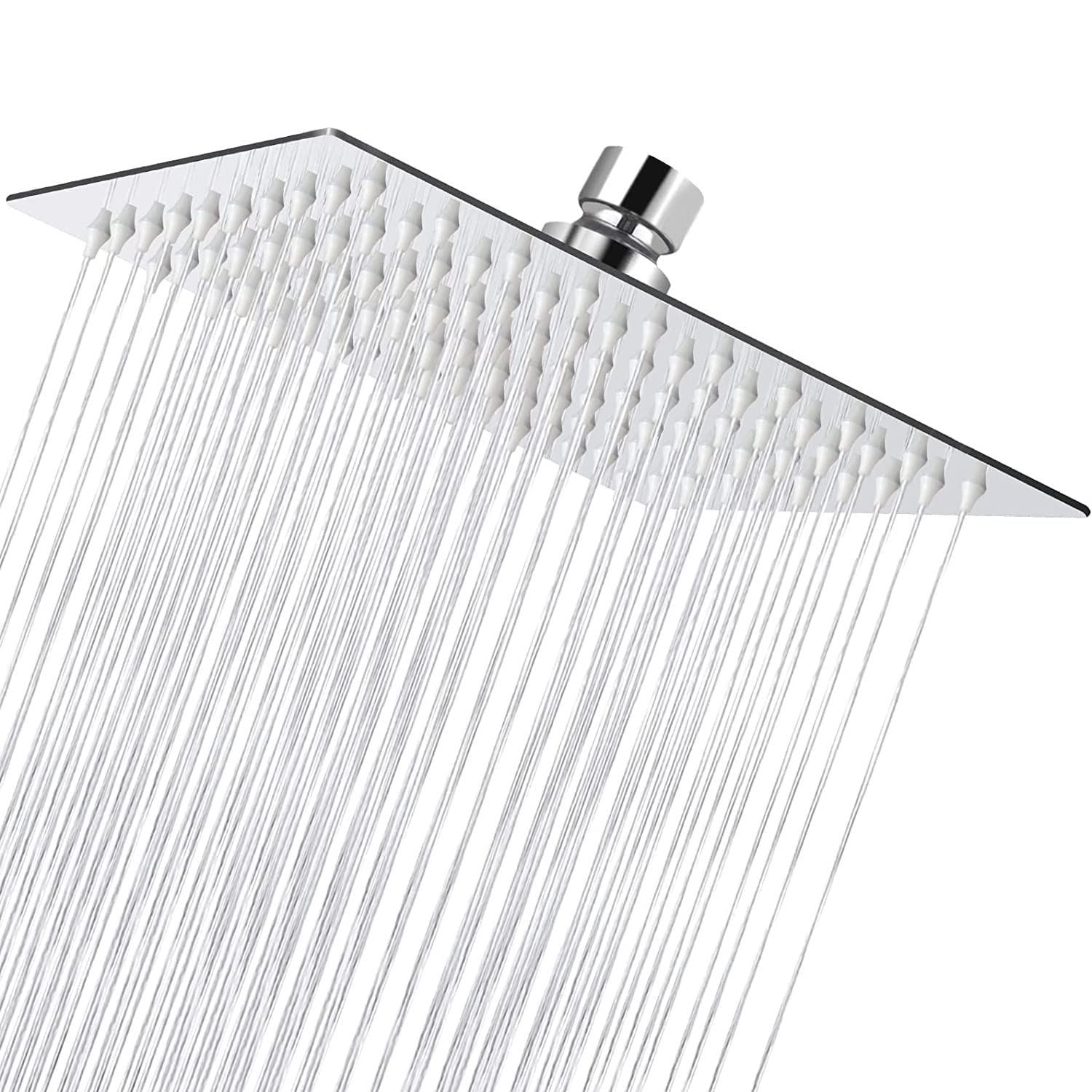 8 Inch Square Shower Head - 360° Adjustable Angle Overhead 8IN, Silver