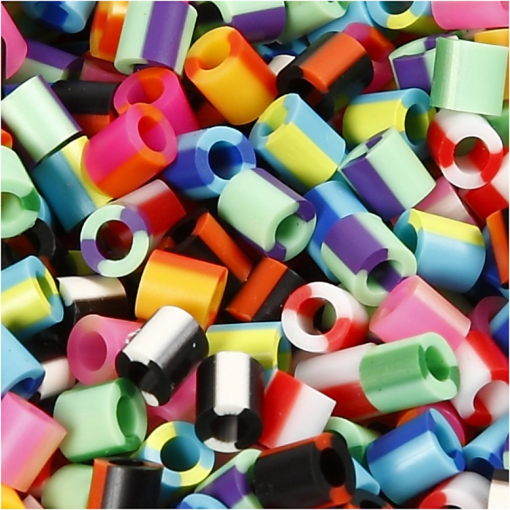 Fuse Beads, size 5x5 mm, hole size 2,5 mm, stripe, medium, 1100asstd