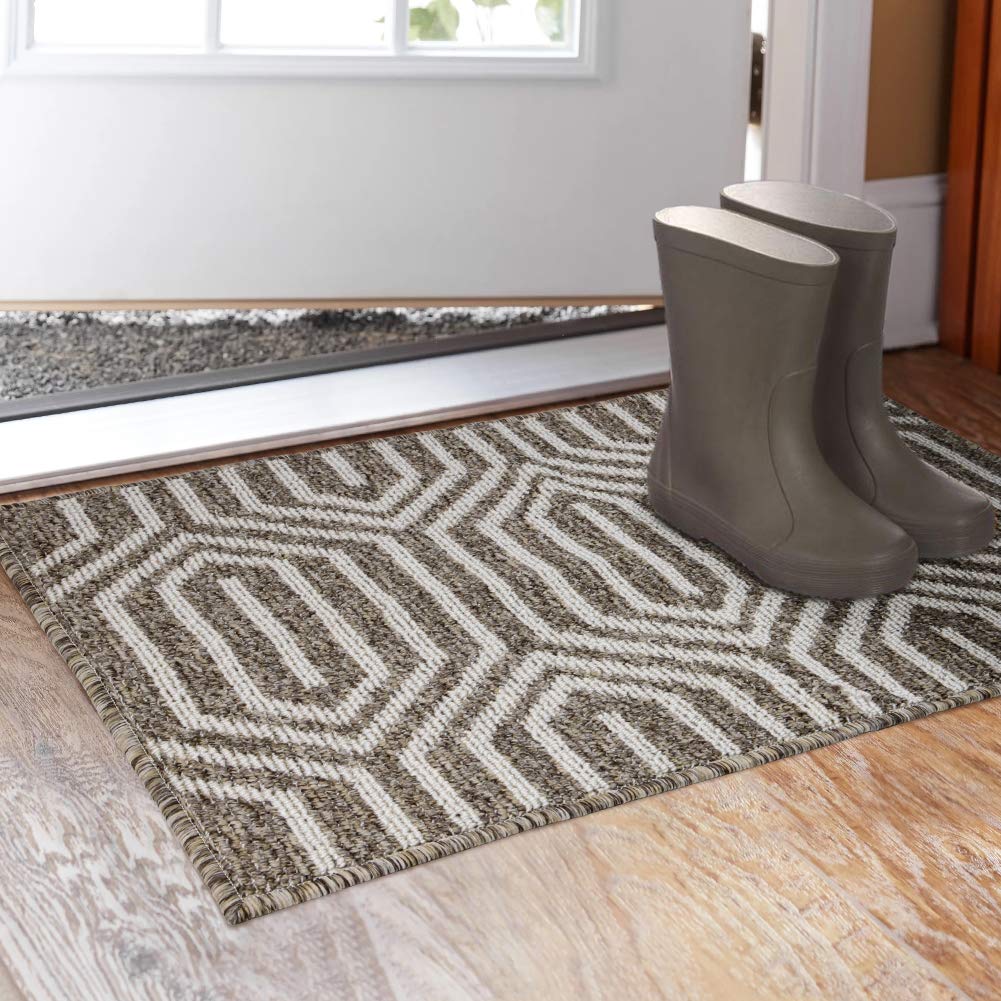 Indoor Doormat 20"x 32", Absorbent Front Back Door Mat Floor Mats, Rubber Backing Non Slip Door Mats Inside Mud Dirt Trapper Entrance Door Rug Carpet, Machine Washable Low Profile-Brown Time Cloister