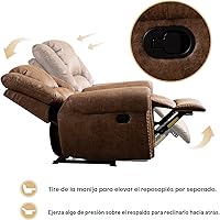 Vista 9 de CANMOV Silla reclinable de cuero, silla reclinable manual clásica y tradicional con cómodos brazos y respaldo, sofá individual para sala de estar
