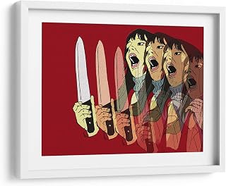 Canvas Lab | Wendy's Scream | 23 x 17 in | Fine Art Framed Print, Frame Color: White, With Mat | Illustrations, Movies | Wall Decor for Bedroom, Living Room or Office