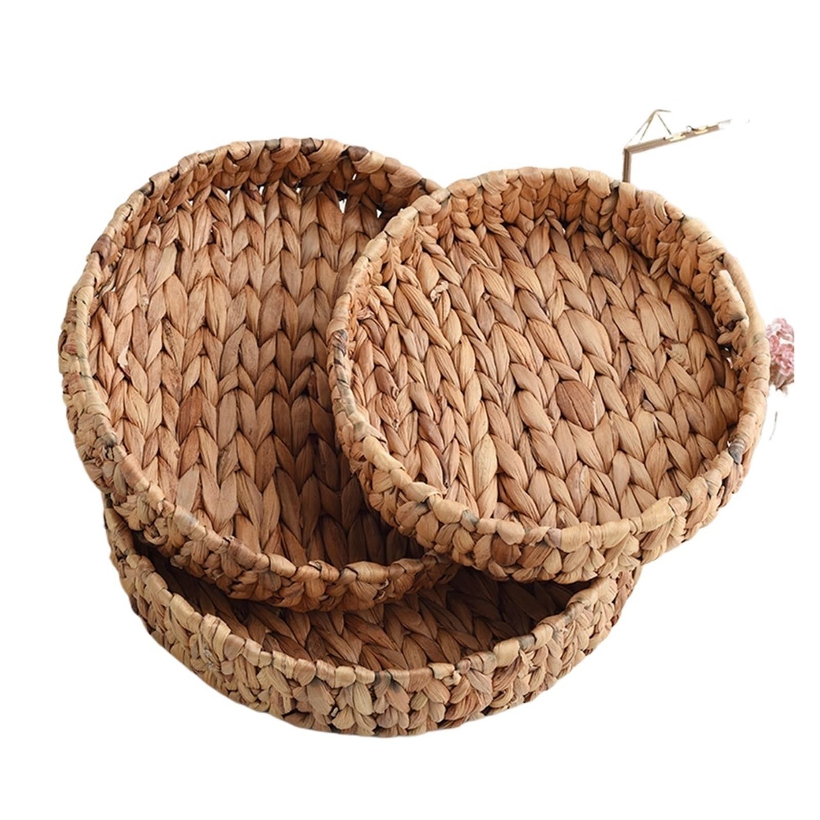 Cesto Portabiancheria Cestino intrecciato a mano for frutta, tè, snack, pane, cosmetici, scatola rotonda, vassoio in bambù intrecciato ad acqua(18CM Bamboo weavn)