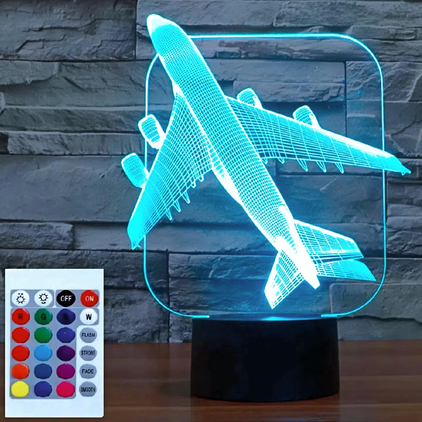 Superhongjihao Colorful Night Light For Kids 3D Aircraft Led Lamp With Remote Control 16 Color Changing Xmas Birthday Gift For Child