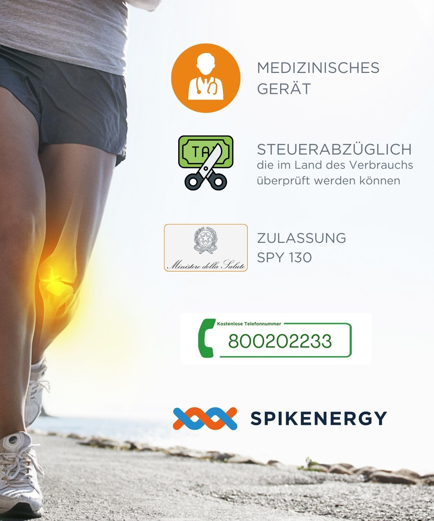 Spikenergy Waden Kompression Damen Herren Elektromagnetische Therapie - Wadenbandage Muskelfaserriss, Steuerlich absetzbares Medizinprodukt, Made in Italy, Beige, M