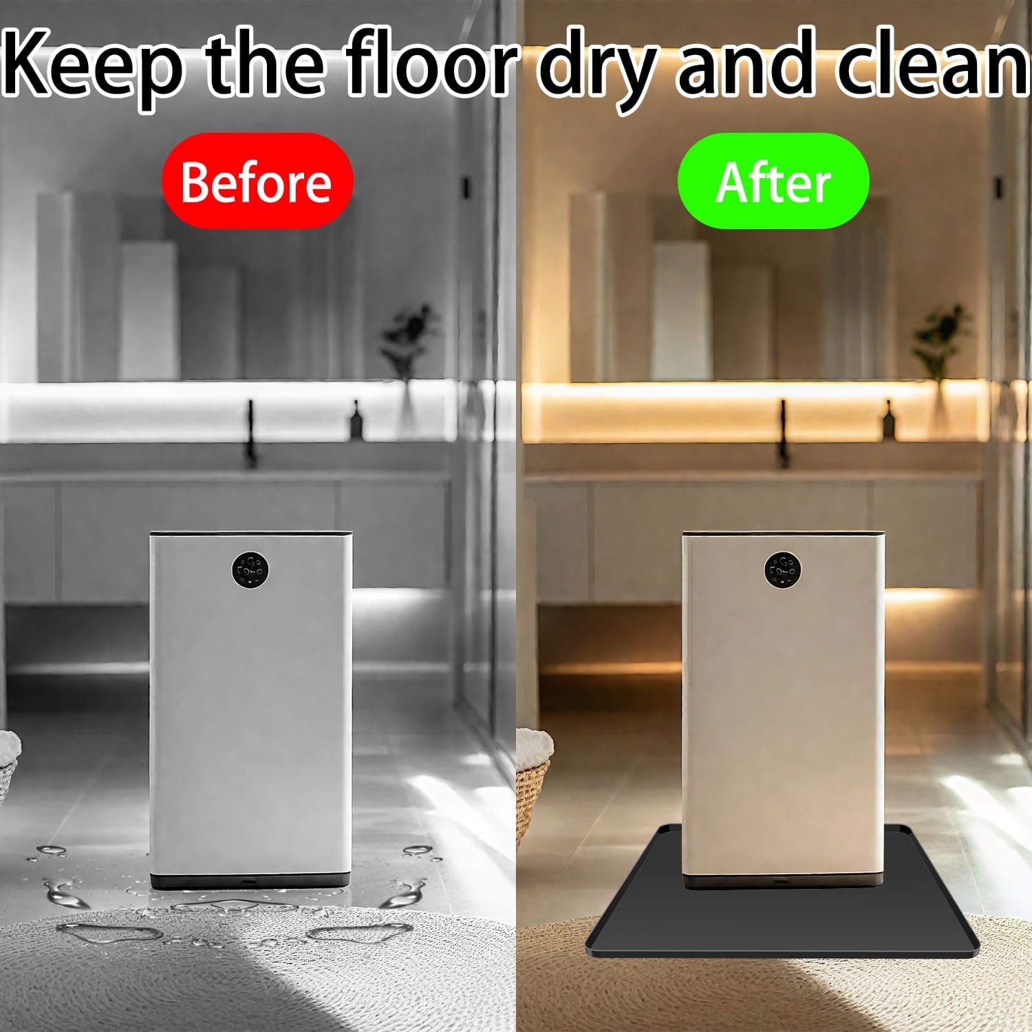 Dehumidifier & Humidifier Drip Pan Mat 18"x15" – Leak-Proof Non-Slip Silicone Floor Protector with Raised Edge – Prevent Water Spills & Carpet Damage – Fits Most Units